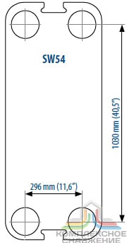 Габаритный чертёж пластин теплообменника Sondex SW54